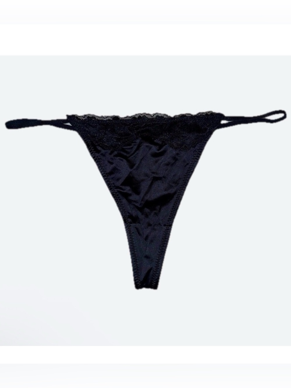 NEW Satin & Lace Black Thong